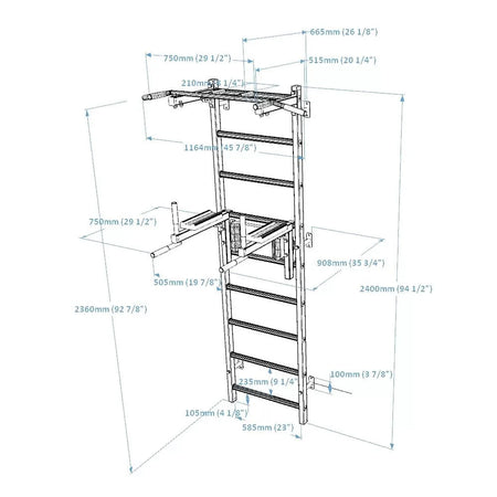 BenchK Stall Bar With Pull-up Bar and Dip Station 722B