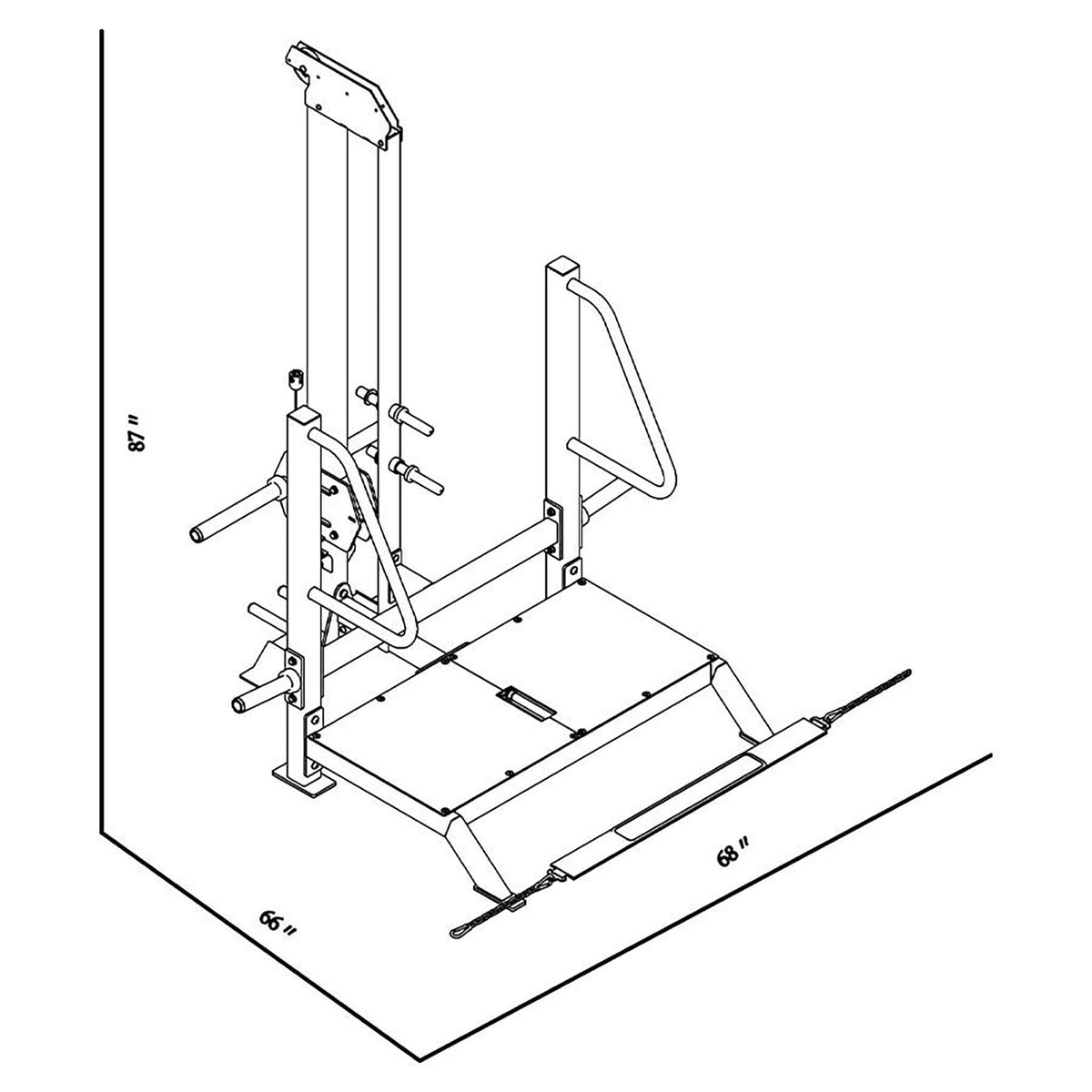 fl1834 belt squat machine dimension