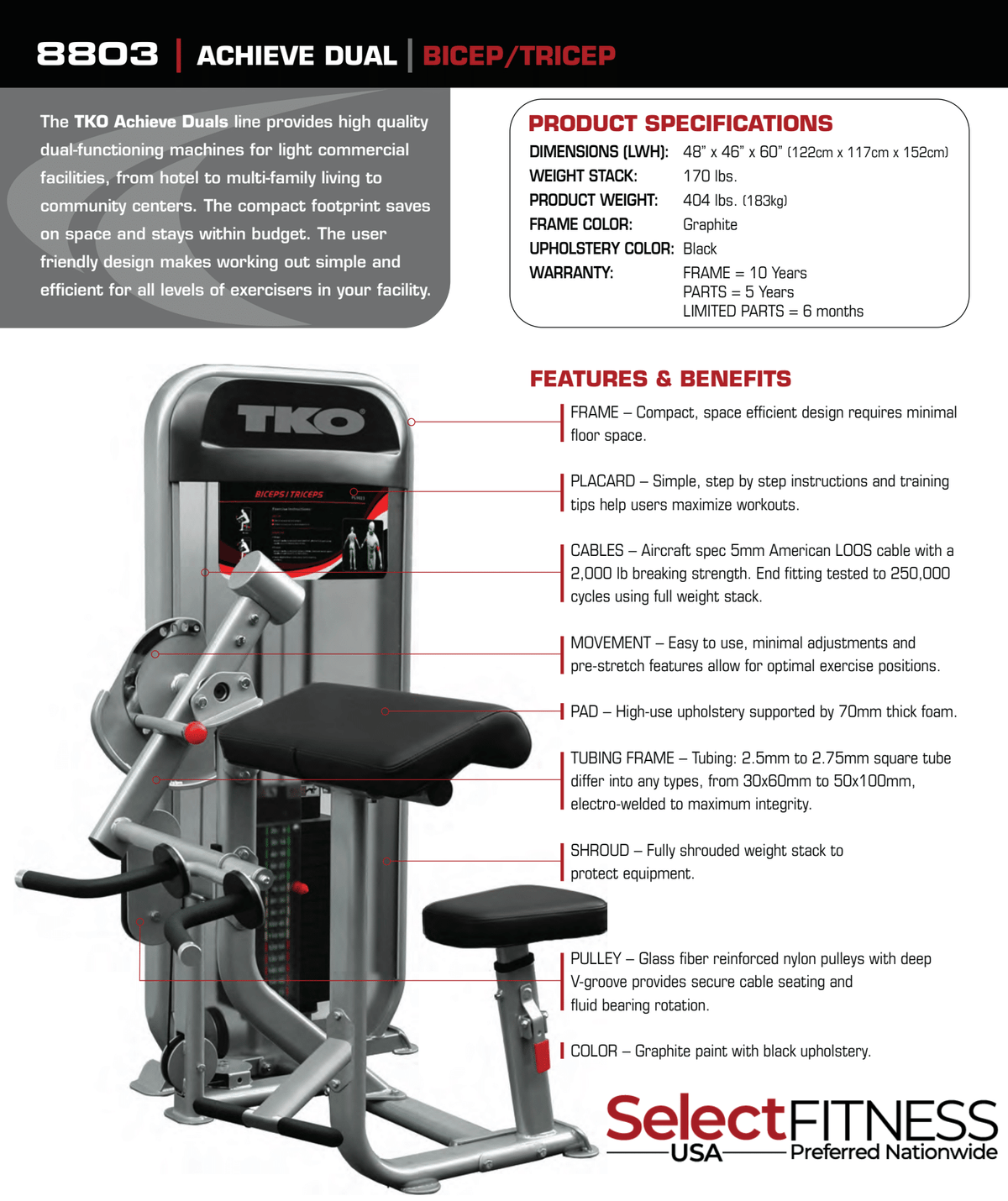 TKO Dual Bicep/Tricep Cable Machine