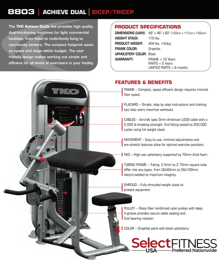 TKO Dual Bicep/Tricep Cable Machine