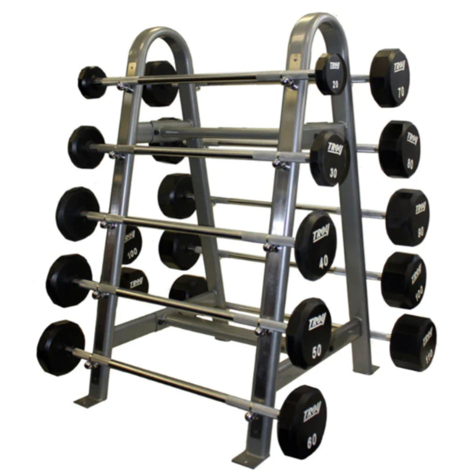 12-Sided Fixed Urethane Barbell Set with Horizontal Barbell Rack Troy