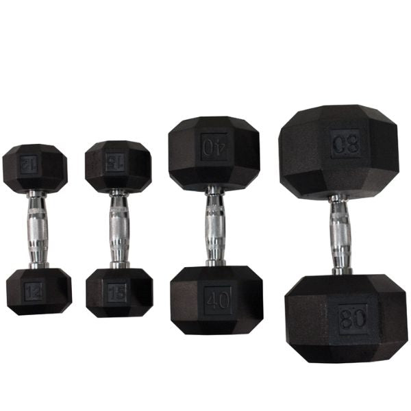 5lb to 100lb 8-Sided Rubber Encased Dumbbell Set