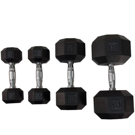 5lb to 100lb 8-Sided Rubber Encased Dumbbell Set