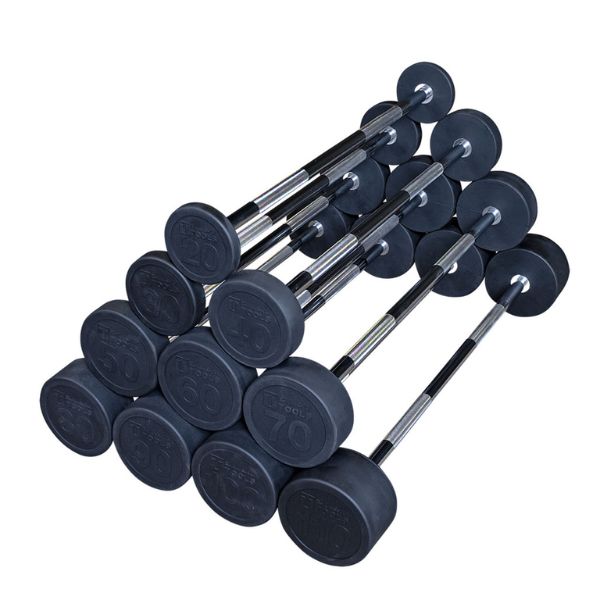 Body-Solid Fixed Weight Straight Barbells Set of 10
