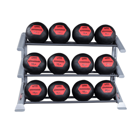 Body Solid Pro Clubline SDKR1000MB 3 Tier Medicine Ball Rack