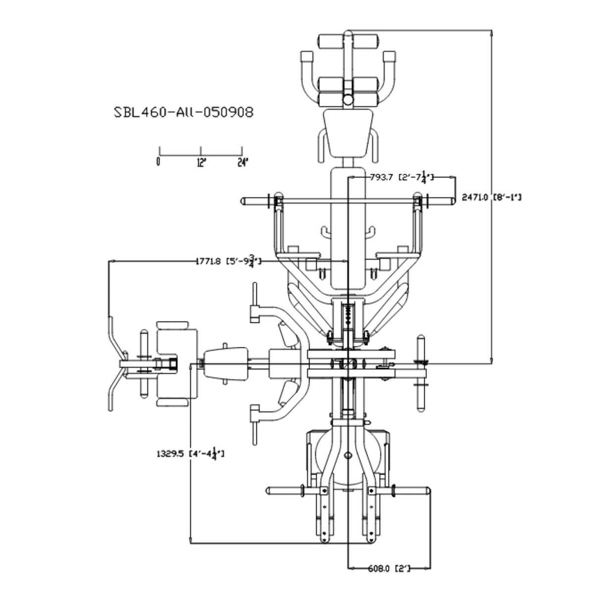 Body Solid SBL460P4 Dimensions