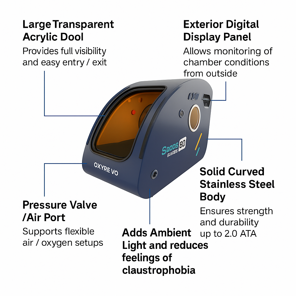 OxyRevo Space60 2.0ATA Hard Shell Sitting Hyperbaric Chamber