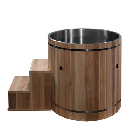 Dynamic Cold Therapy Barrel Plunge Stainless Steel Interior with stairs