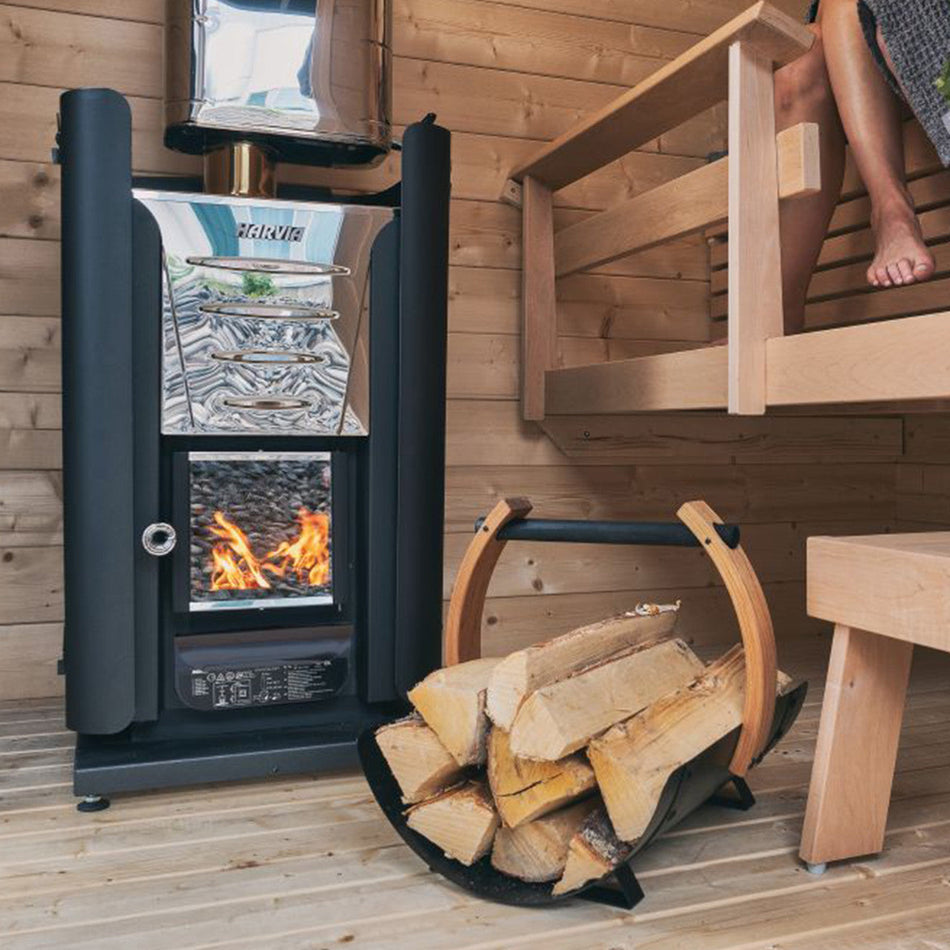 Harvia PRO 20 24kW Wood Burning Stove Package w/ Chimney Kit, Protective Bedding, Sheath, Stones