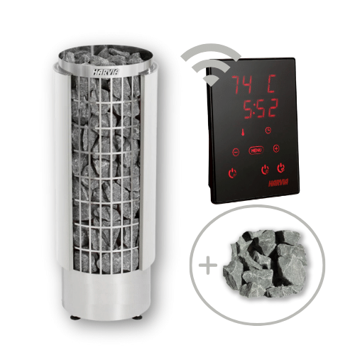 Harvia Cilindro Half Series 240V Electric Heater Package w/ Digital Controller and Wifi and Stones