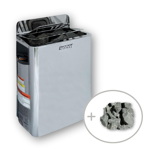 Harvia The Wall 6/8kW 240V Stainless Steel Electric Heater Package w/ Built-In Controller and Stones