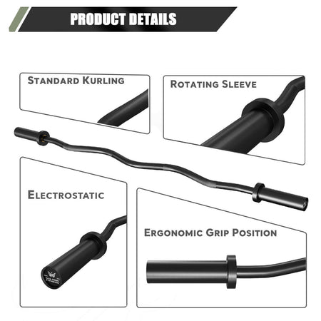 Major Fitness Olympic 4FT EZ Curl Bar For Arms