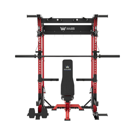 Multi-Purpose F22 Pro Red With Barbell and Bench