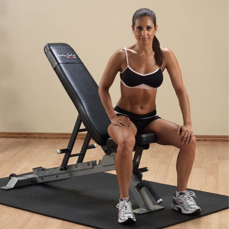 SFID325B Body Solid Pro Clubline Adjustable Weightlifting Bench Female User