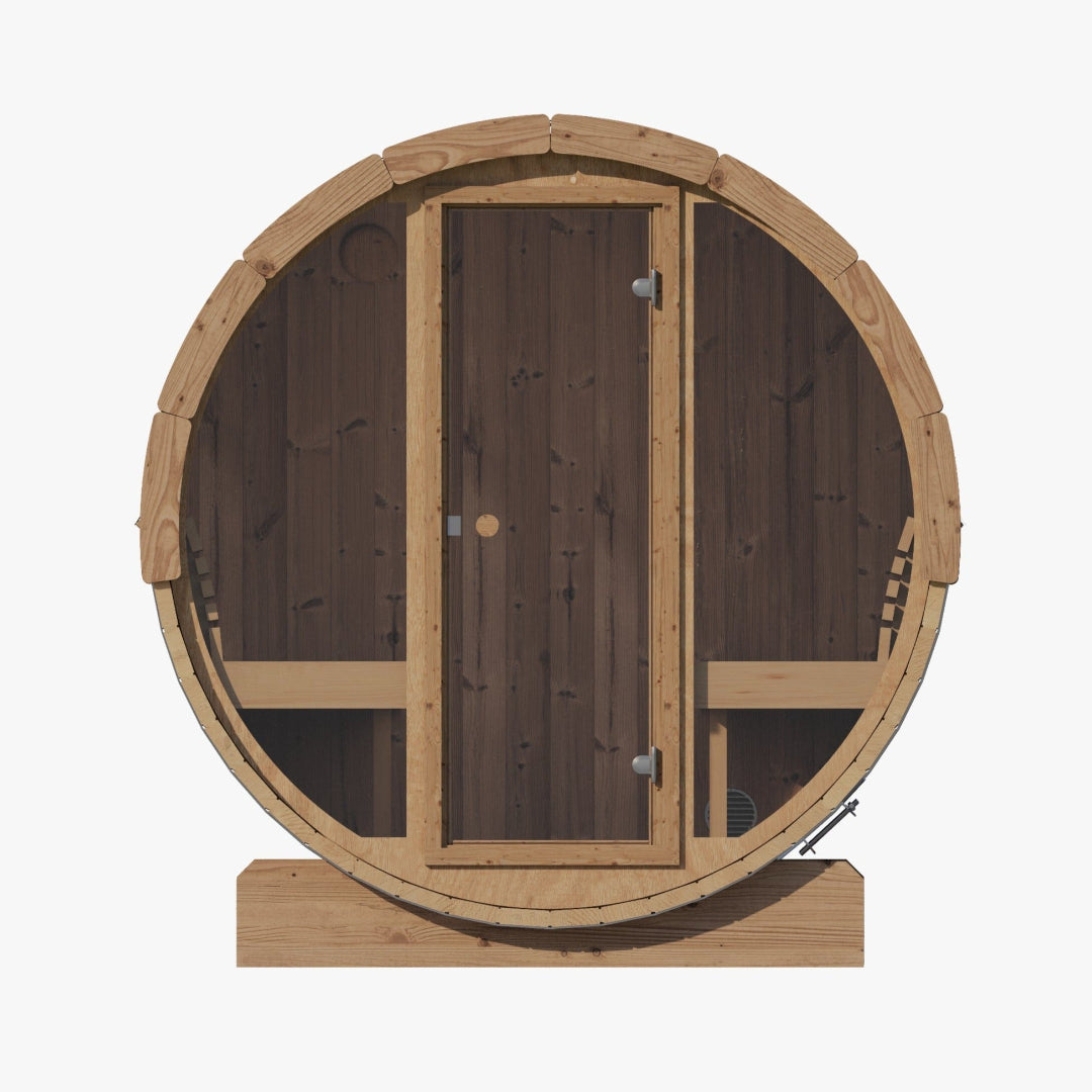 SaunaLife E8 6-Person Barrel Sauna With Front Glass