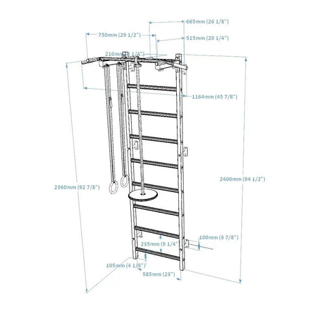 BenchK Wall Bars With Accessories 721B + A076
