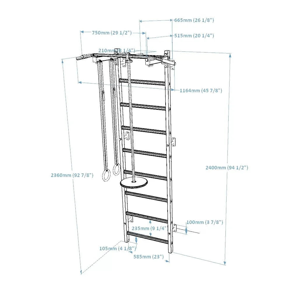 BenchK Wall Bars With Accessories 721B + A076