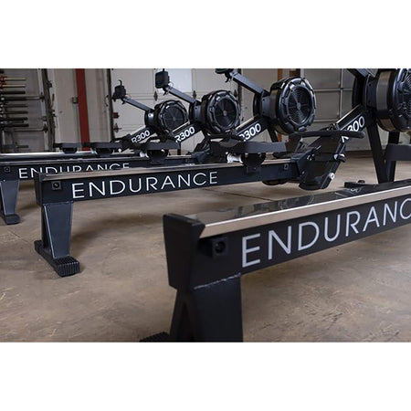 body solid endurance r300 rowing machine back view up close