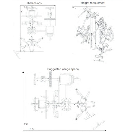 Body solid g9s dimensions diagram