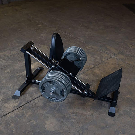 body solid gclp100 compact leg press side view with plates