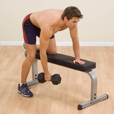 body solid gfb350 flat bench bend over biceps curl