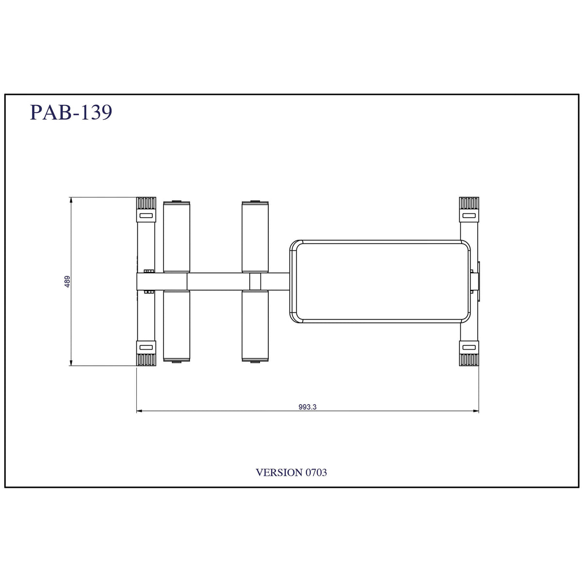 body solid powerline ab board pab139x top view dimensions