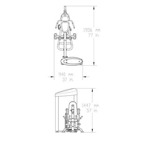body solid pro clubline inner outer thigh s2iot dimension