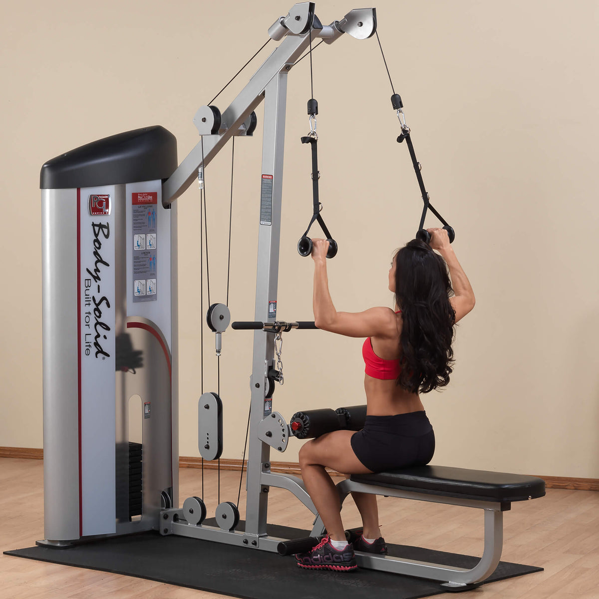 body solid pro clubline lat pull seated row s2lat front side woman