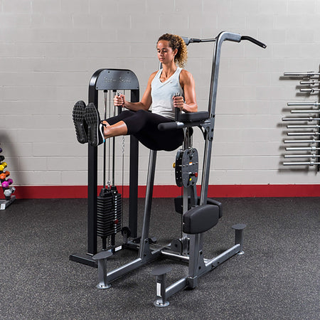body solid pro select fcd stk weight assisted chin dip machine leg lift