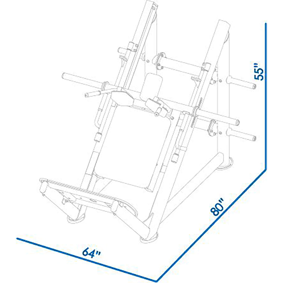 bodykore cf2175 elite series hack squat dimension