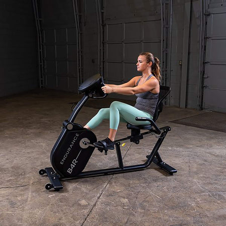 endurance b4rb recumbent bike side view with model