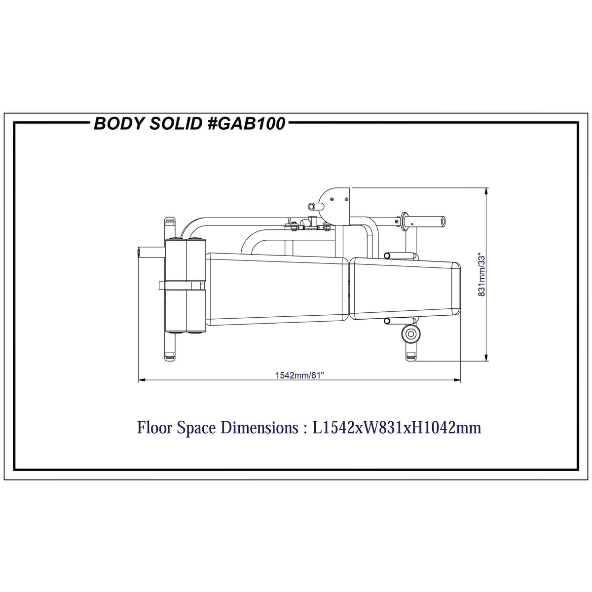 gab100 counter balanced ab machine dimensions