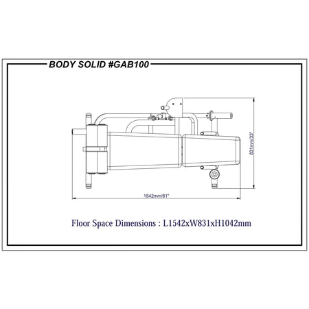 gab100 counter balanced ab machine dimensions