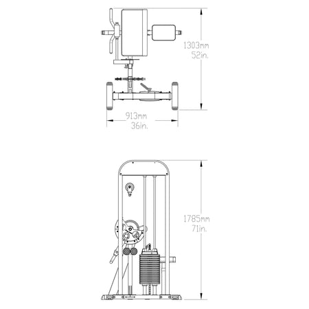 gcbt stk biceps and triceps machine dimension