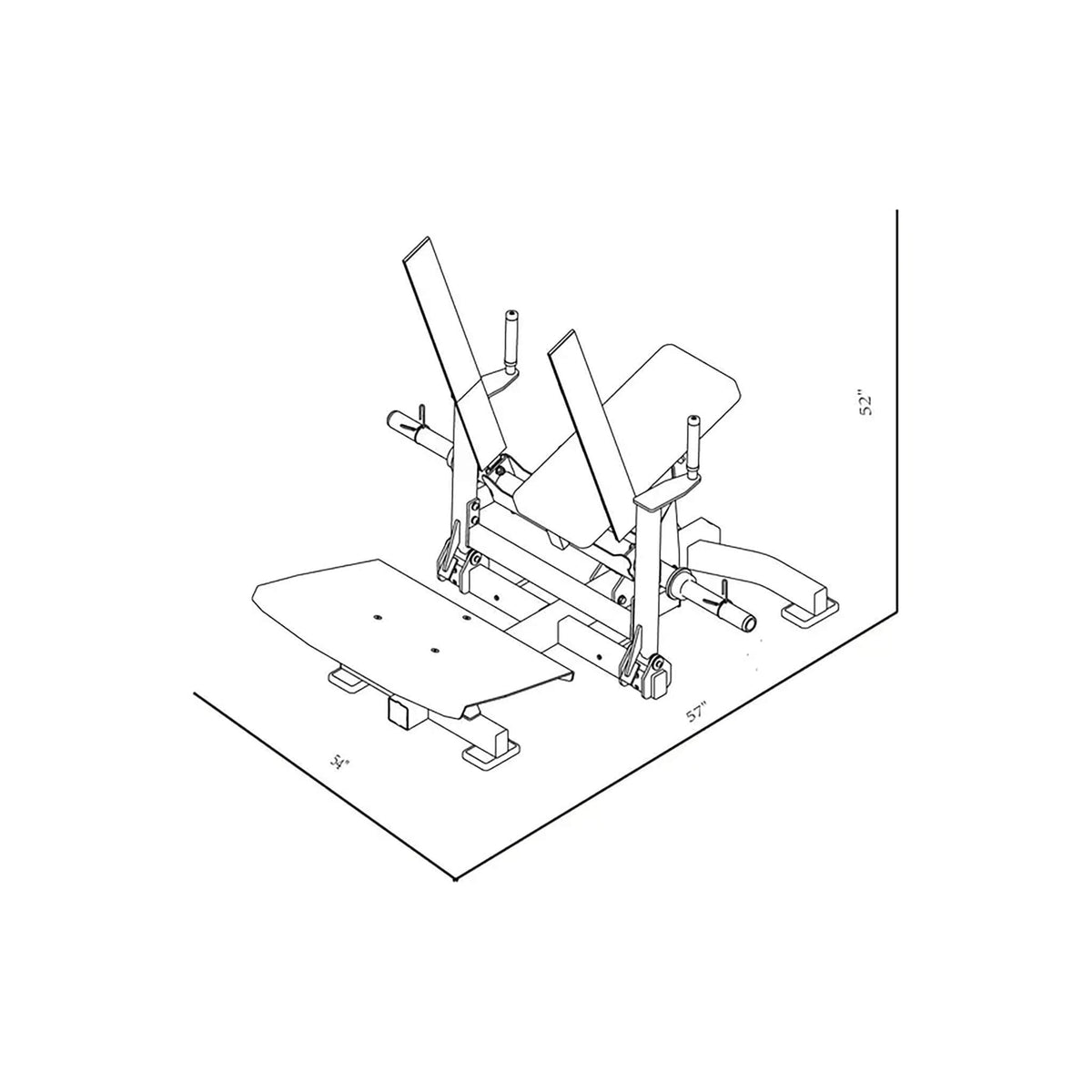 plate loaded fl1844 hip thrust machine dimensions