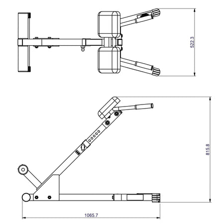 powerline phyp200x 45 degree back hyperextension top view dimensions