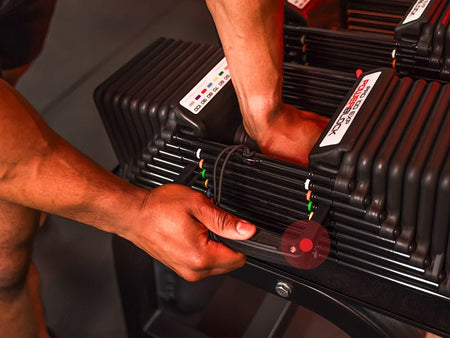 Powerblock pro 100 EXP Adjustable dumbbell Pin Example