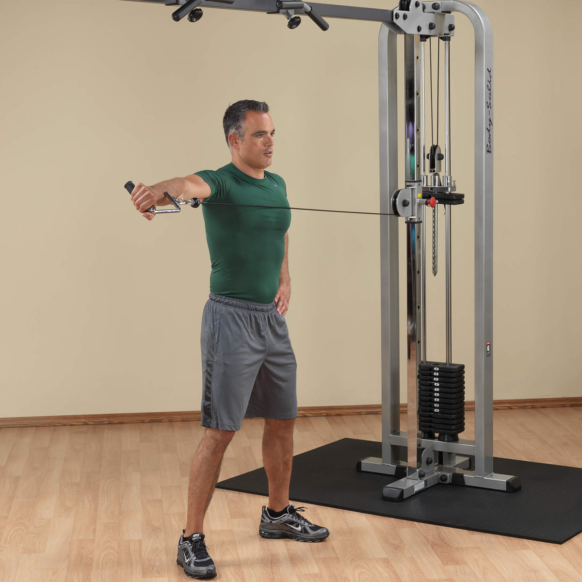 pro clubline cable crossover machine standing reverse fly reverse grip
