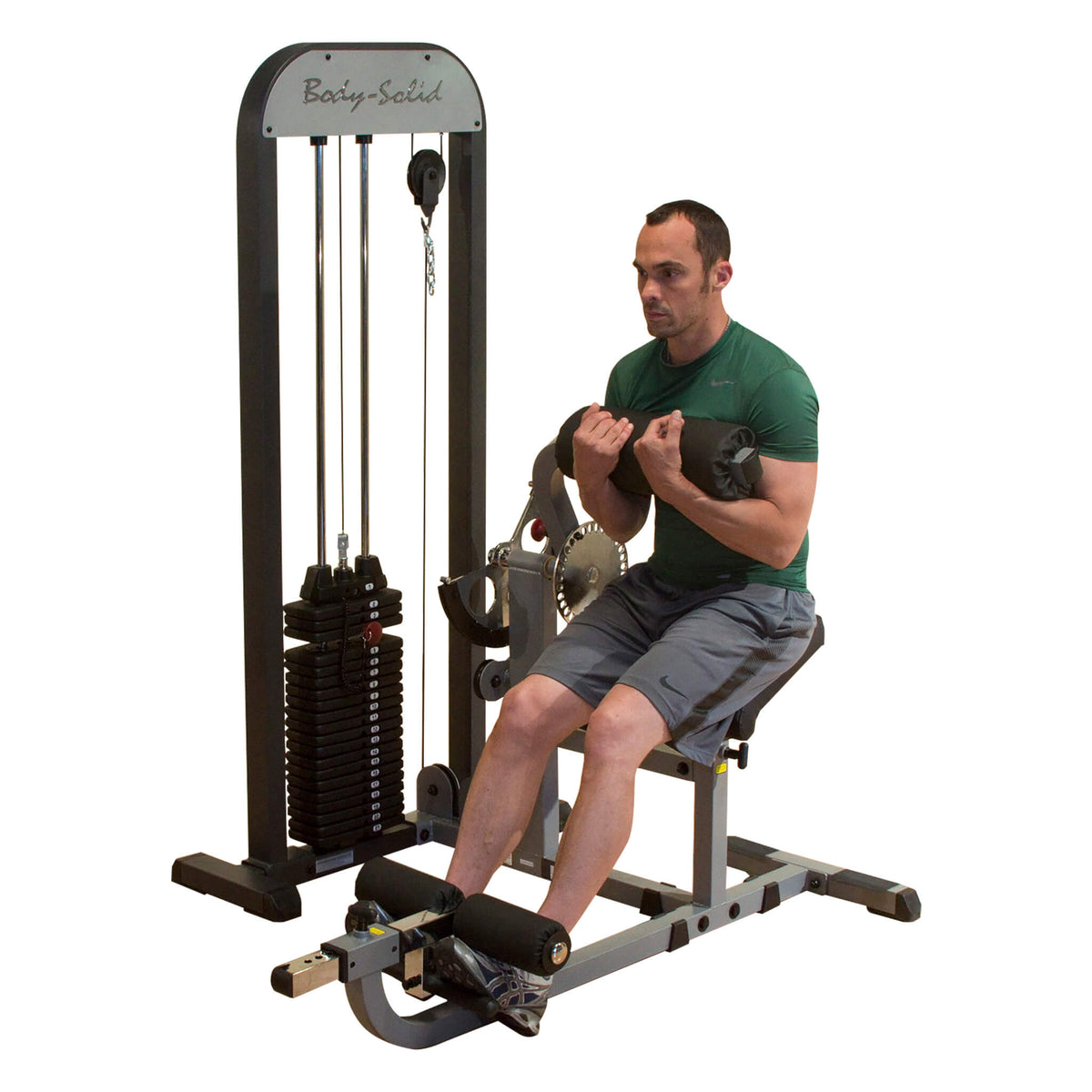 pro select ab and back machine gcab stk man using rollers