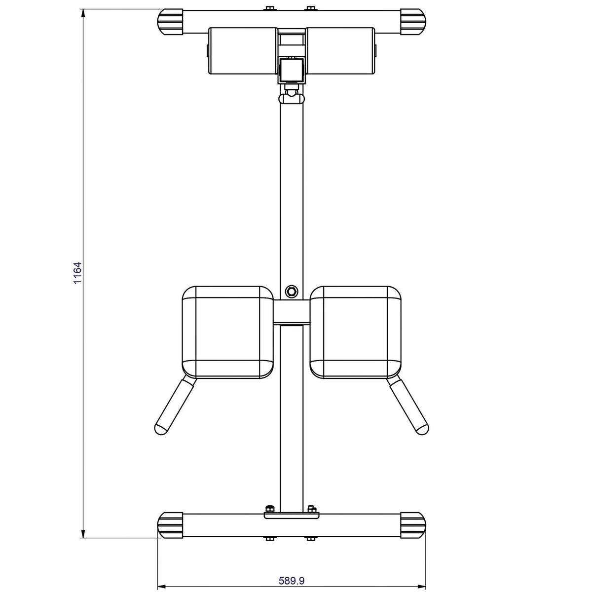 roman chair back hyperextension pch24x top view dimensions