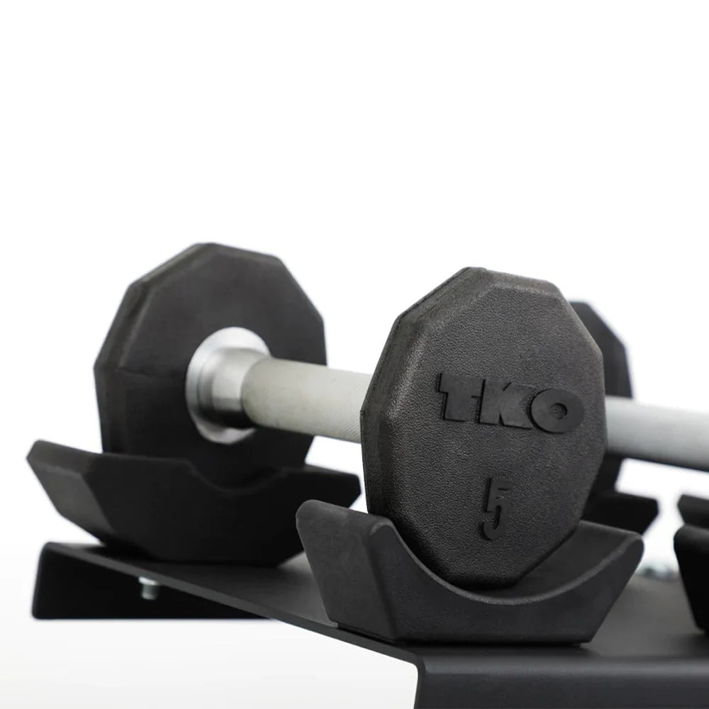 TKO 10-Sided Rubber Dumbbell Set With Rack