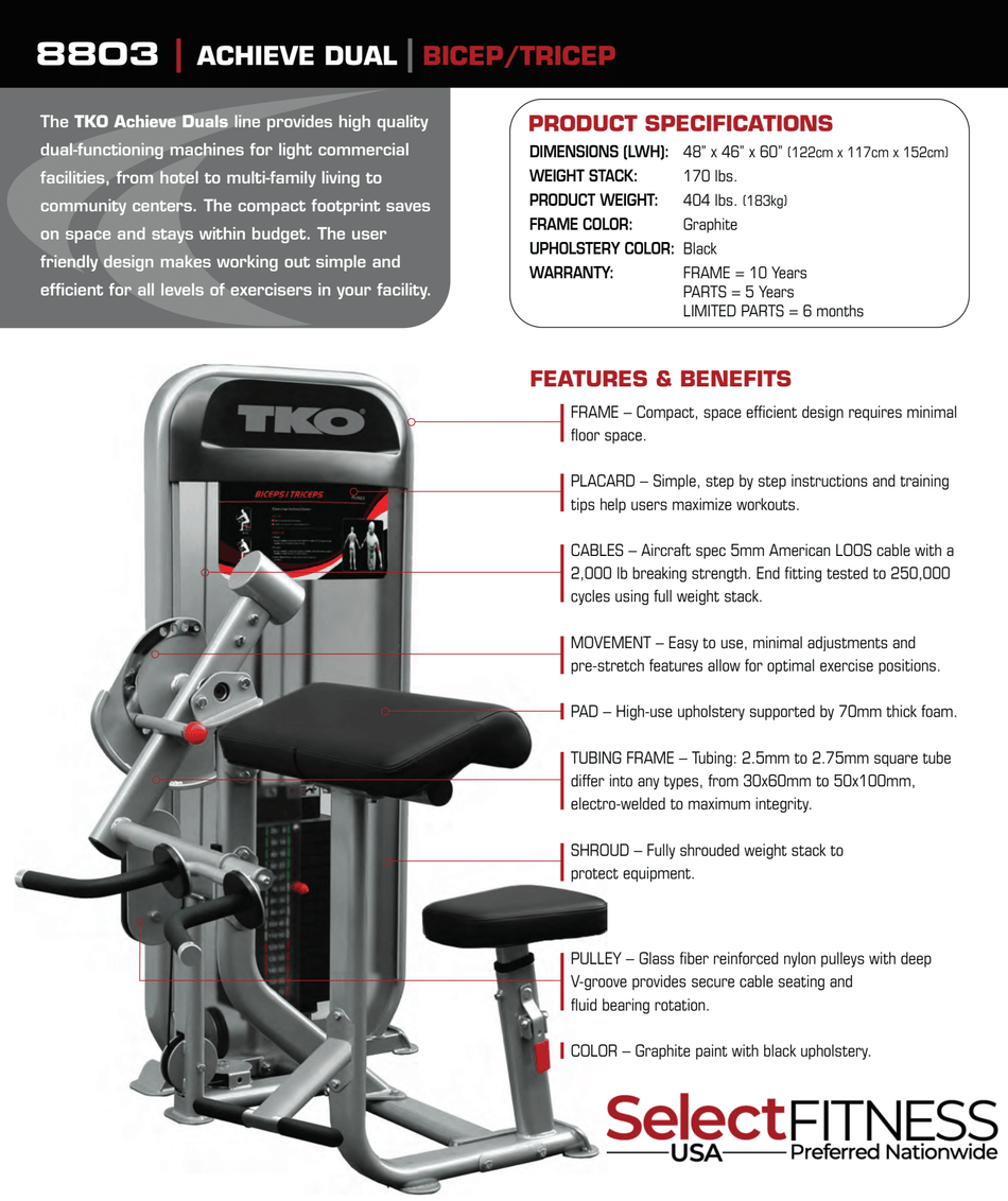 TKO Dual Bicep/Tricep Cable Machine