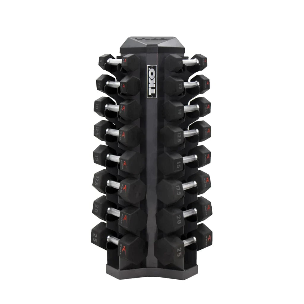 TKO Dumbbell Set with 8 Pair Vertical Dumbbell Rack