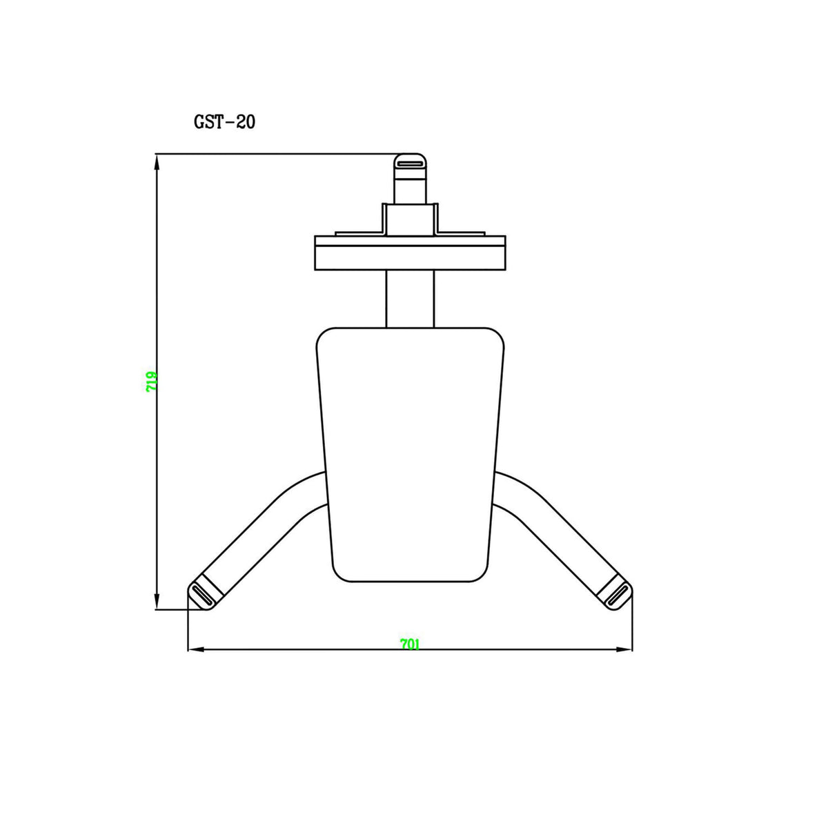 utility bench gst20 top view dimensions