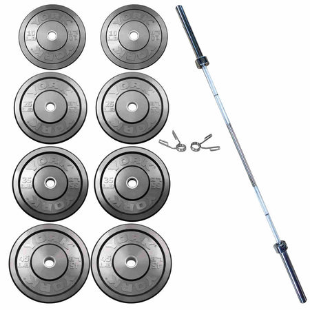 York Barbell USA Black Rubber Bumper Plate & Barbell Sets 275lb