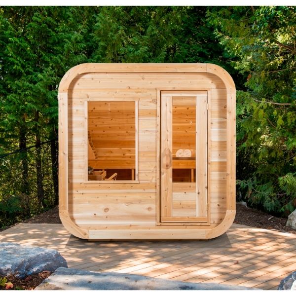 Dundalk CT Luna 3 Person Outdoor Traditional Sauna Outside Surrounded by Trees