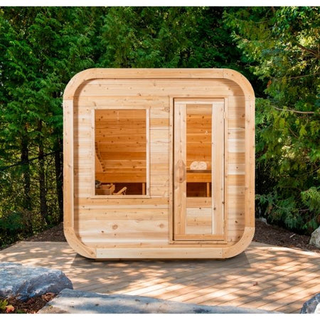 Dundalk CT Luna 3 Person Outdoor Traditional Sauna Outside Surrounded by Trees