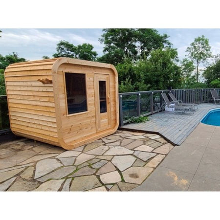 Dundalk CT Luna 3 Person Outdoor Traditional Sauna Outside by Pool