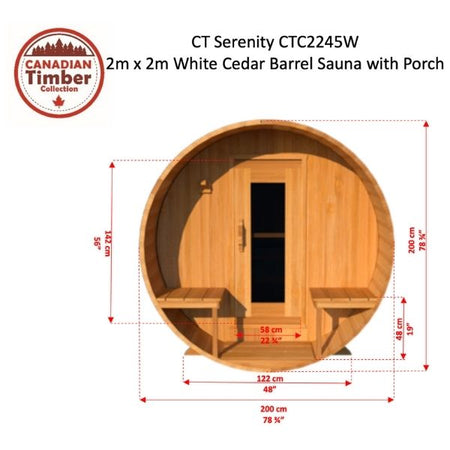 Dundalk CT Serenity 2-4 Person Outdoor Traditional Sauna 3D Dimesions of Outside 