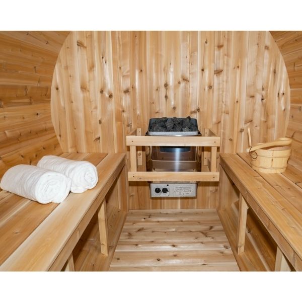 Dundalk CT Tranquility 6 Person Outdoor Traditional Sauna Inside with Heater and Bucket/Ladle